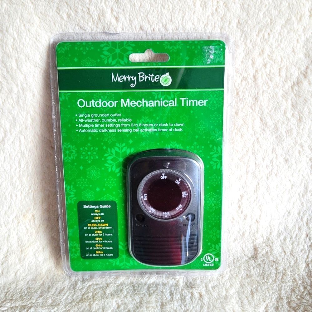 NEW MERRY Brite Mechanical Timer All Weather outdoor 2-8 Hours setting options